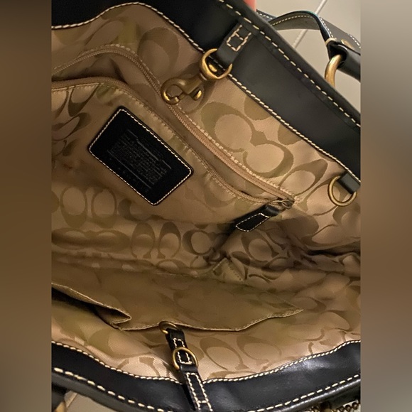 Vintage Coach Legacy Straw & Leather Satchel Tote Handbag - Picture 13 of 16